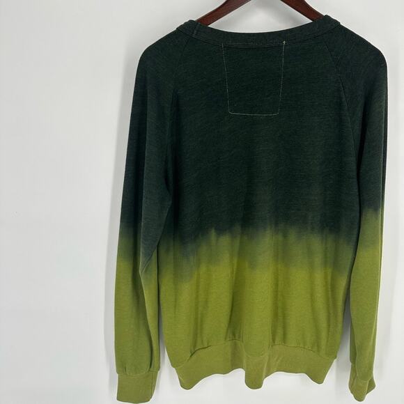 Aviator Nation RARE Dip Dye Ombre Green Embroidered Pullover Sweatshirt Small - Picture 7 of 12